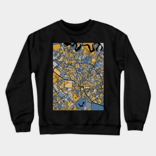 Bucharest Map Pattern in Blue & Gold Crewneck Sweatshirt